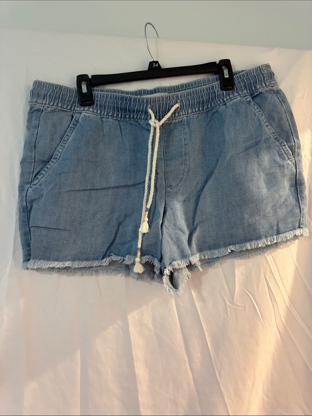 LOFT Light Blue Drawstring Denim-Style Shorts